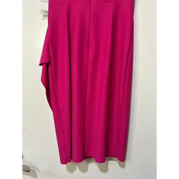 Alex Evenings Side Ruched Cocktail Dress Fuschia Sz. 6 NWT Embellished Faux Wrap - Picture 12 of 12